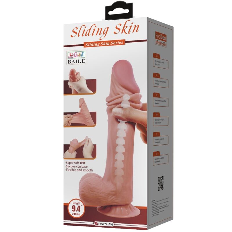 PRETTY LOVE - SÉRIE SLIDING SKIN GODE RÉALISTE AVEC VENTOUSE SLIDING SKIN MARRON 24 CM – Image 2