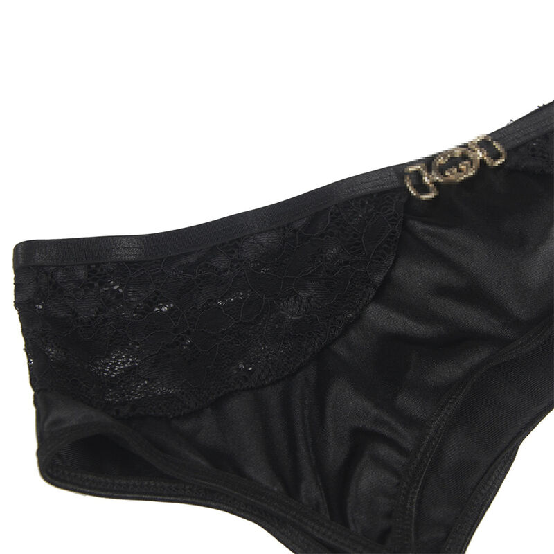 SUBBLIME - SET DE 3 PIEZAS SUJETADOR + TANGA + LIGA ENCAJE NEGRO S/M – Image 7