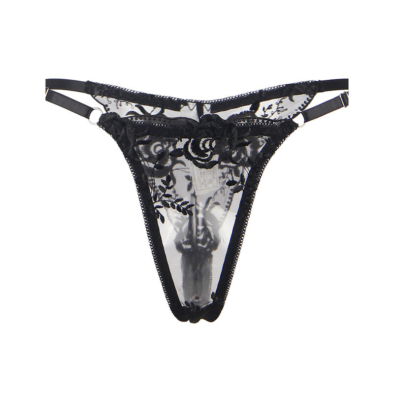 SUBBLIME - SET DE 3 PIEZAS SUJETADOR + TANGA + LIGA ESTAMPADO FLORAL NEGRO S/M – Image 9