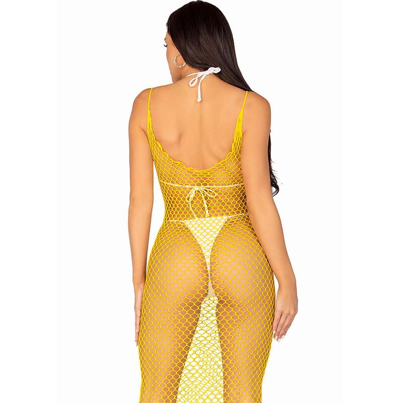 LEG AVENUE - VESTIDO DE REJILLA LARGO AMARILLO TALLA ÚNICA – Image 2