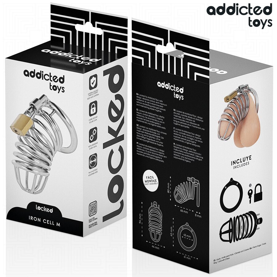 ADDICTED TOYS LOCKED - CAGE À PÉNIS EN MÉTAL IRON CELL TAILLE M – Image 3