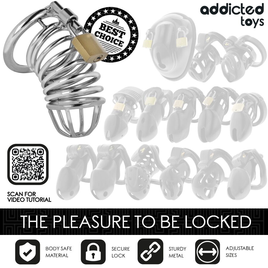 ADDICTED TOYS LOCKED - CAGE À PÉNIS EN MÉTAL IRON CELL TAILLE M – Image 4