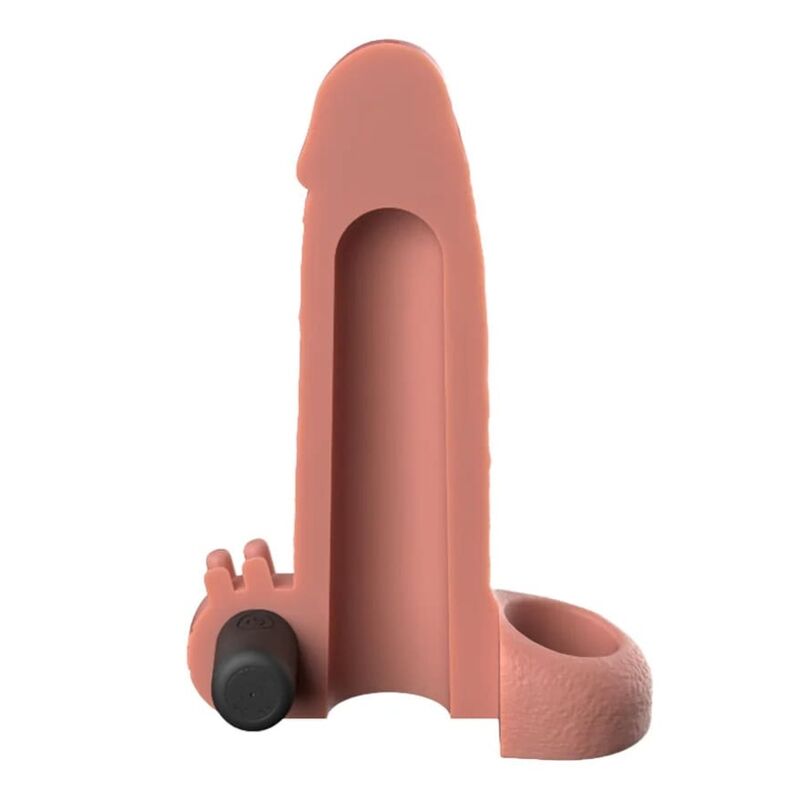 FANTASY X-TENSIONS - MANCHON D'EXTENSION PÉNIENNE DE 5 CM À SENSATIONS RÉELLES VIBRANTES, BEIGE – Image 4