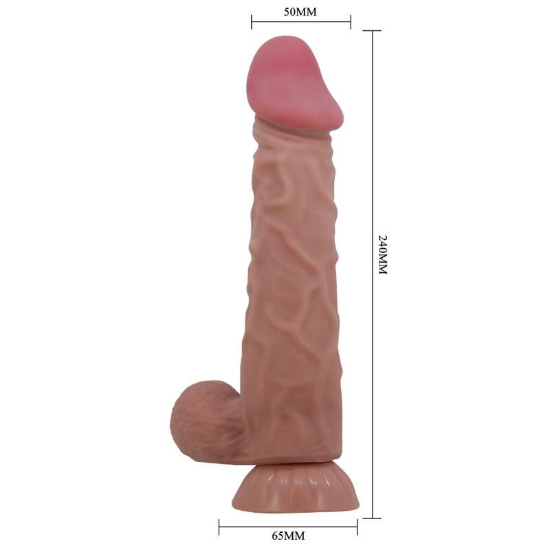 PRETTY LOVE - SÉRIE SLIDING SKIN GODE RÉALISTE AVEC VENTOUSE SLIDING SKIN MARRON 24 CM – Image 4